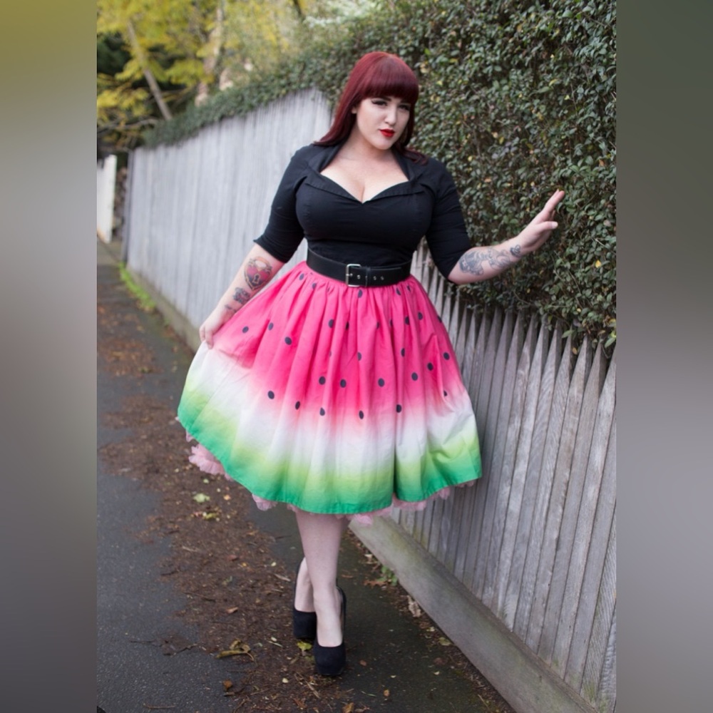 UNIQUE VINTAGE WATERMELON FRUIT RETRO SWING SKIRT SIZE 2XL